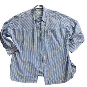 Pilcro Womens Blue White Striped Oversized Button Down Shirt Eileen Frank M FF17